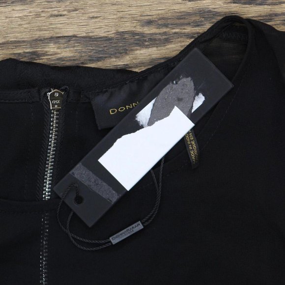 NWT Donna Karan Womens Woven Zip Back Chiffon Blouse P2BASM70 2XS Black - Picture 3 of 4